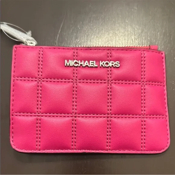 Michael Kors Dragon Fruit Quilted Card Holder - Picture 1 of 6